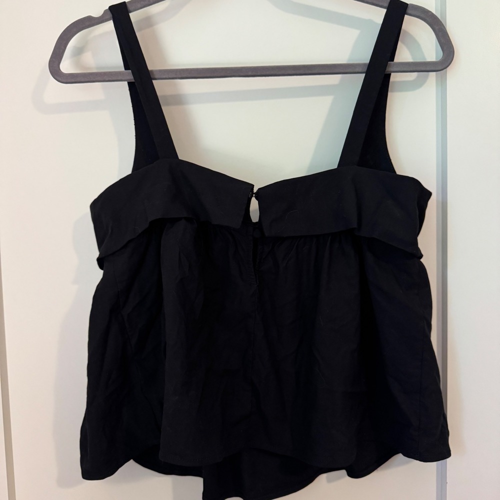 Maeve Anthropologie‎ Black Rhinestone Embellished Babydoll Peplum Top XS